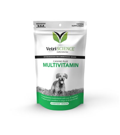 Front of VetriScience Canine Plus Multivitamin bag