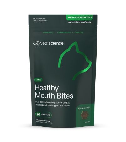 Front of Healthy Mouth Bites for cats bag