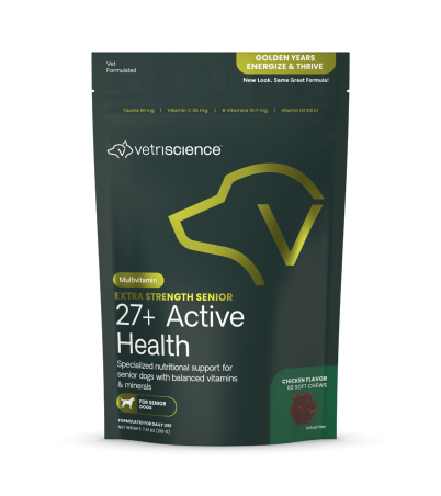 Front of VetriScience Extra Strength Senior 27+ Active Health bag