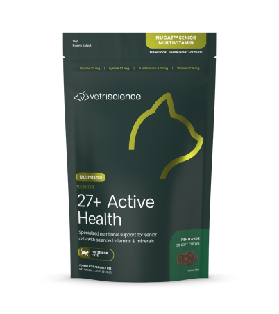 Front of VetriScience Senior 27+ Active Health bag.